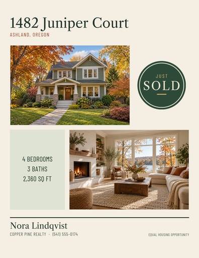 Letter flyer size of Just Sold on Juniper Court