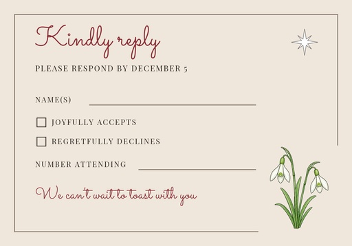 RSVP card size of Engaged for the Holidays