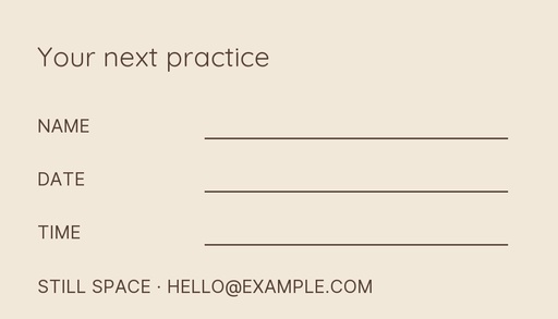 Appointment card size of Still Space Yoga