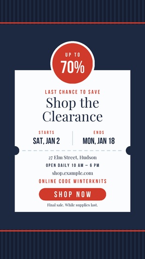 Story call to action size of The Big Winter Clearance