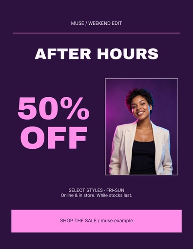 Letter flyer size of After Hours Sale