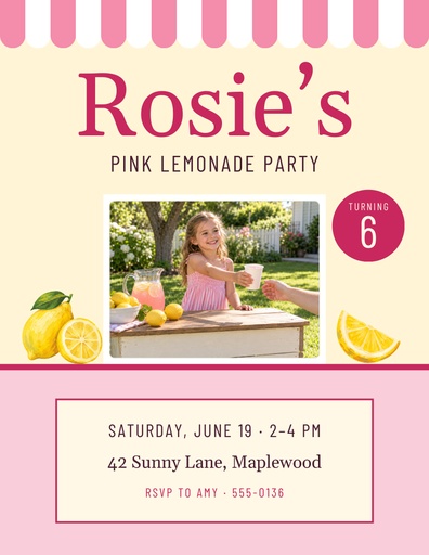 Letter flyer size of Pink Lemonade Party at Six