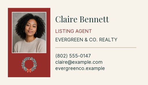 Agent contact card size of Home for the Holidays Listing
