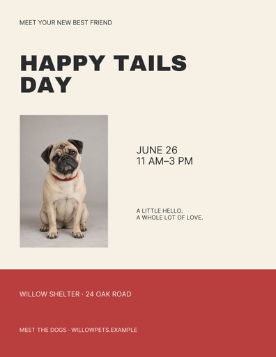 Letter flyer size of Happy Tails Day