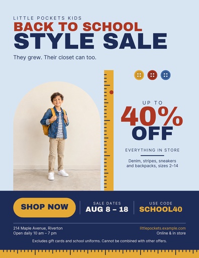 Letter flyer size of Back-to-School Style Sale