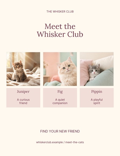 Letter flyer size of Meet the Whisker Club