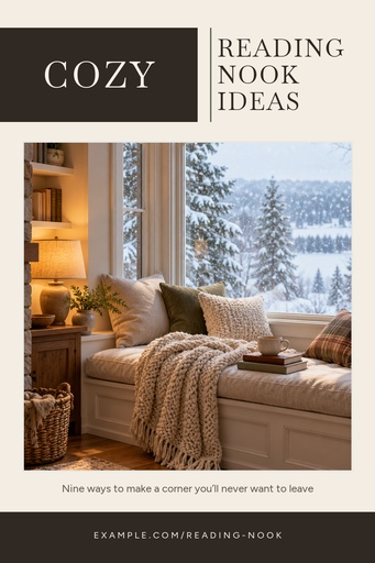 Pinterest pin size of Cozy Reading Nook Ideas