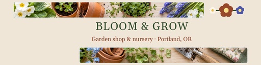 LinkedIn banner size of Bloom and Grow Garden Shop