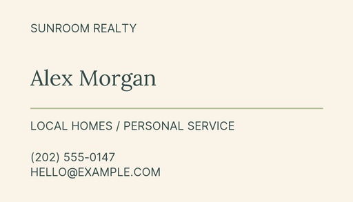 Agent contact card size of Sunroom Open House