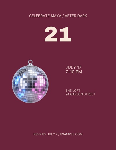 Letter flyer size of Twenty One, After Dark