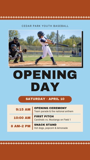 Story opener size of Opening Day at Cedar Park
