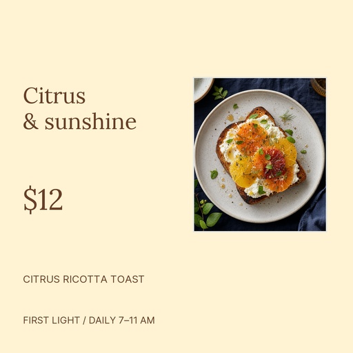Square post size of First Light Breakfast