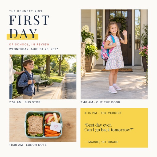 Square collage size of First Day, Big Smiles
