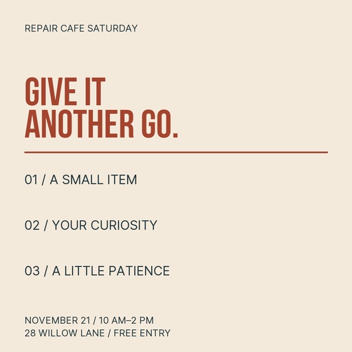 Square post size of Repair Cafe Saturday