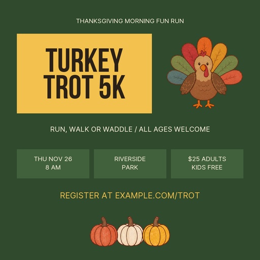 Square post size of Turkey Trot 5K