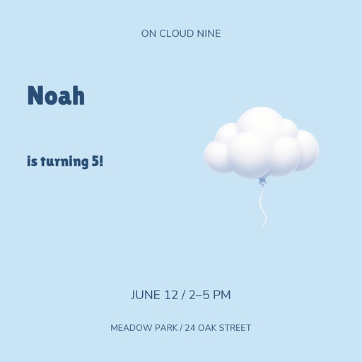 Cloud Nine Birthday Page Cover Template - Design Templates