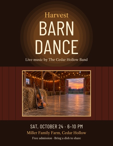 Letter flyer size of Harvest Barn Dance