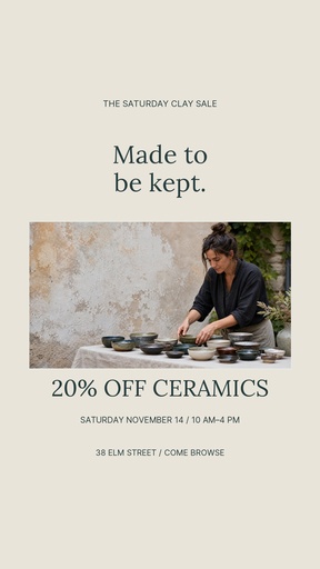 Story opener size of The Saturday Clay Sale