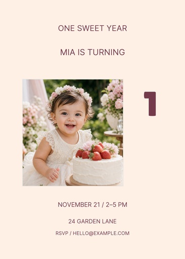 5 × 7 invitation size of One Sweet Year