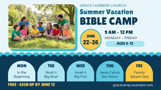 Landscape graphic size of Summer Vacation Bible Camp