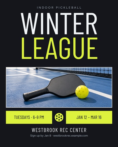 Portrait post size of Indoor Pickleball League