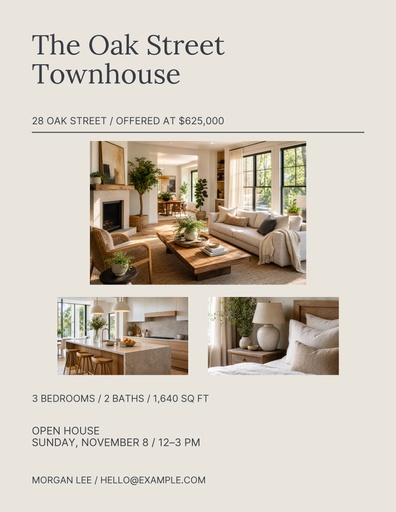 Letter flyer size of The Oak Street Townhouse