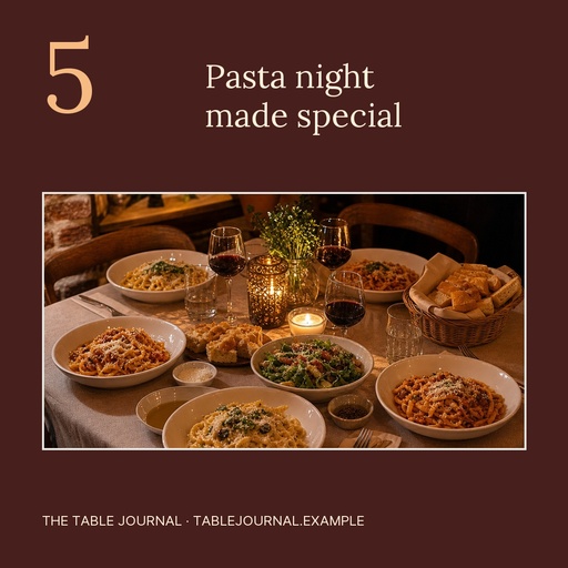 Square post size of Pasta Night Journal