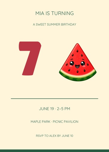 5 × 7 invitation size of Sweet on Seven
