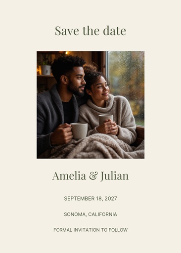 Save the date size of Orchard House Wedding
