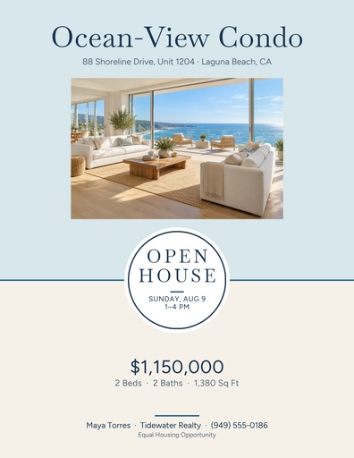 Letter flyer size of Ocean-View Condo Open House