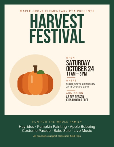 Letter flyer size of School Harvest Festival