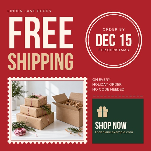 Square post size of Free Holiday Shipping Days