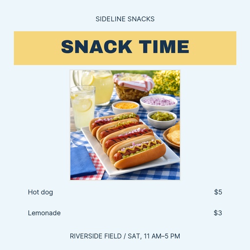 Square post size of Sideline Snacks