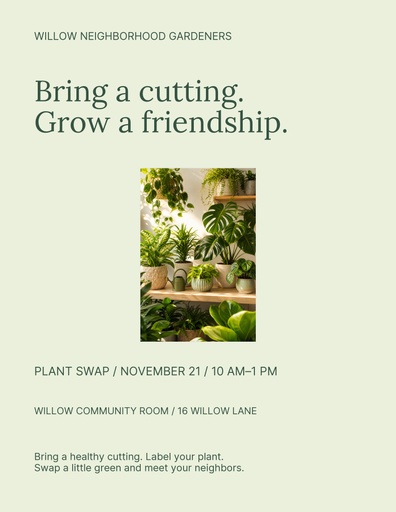 Letter flyer size of The Garden Swap