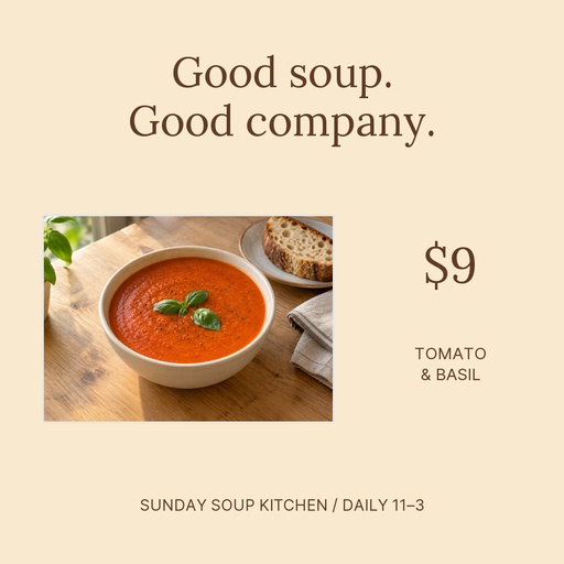 Square post size of Sunday Soup Kitchen