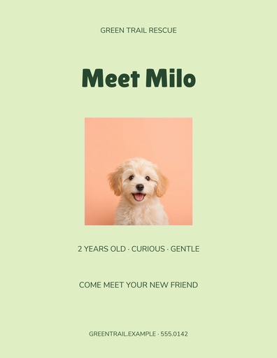 Letter flyer size of Milo Finds Home