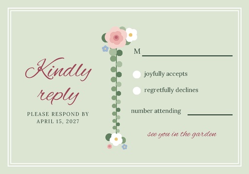 RSVP card size of Garden Party Vows