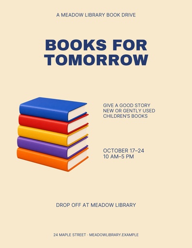 Letter flyer size of Books for Tomorrow