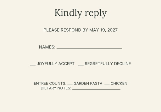 RSVP card size of Garden Vows