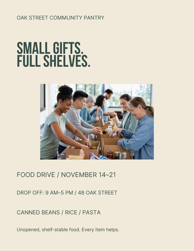 Letter flyer size of Fill the Pantry