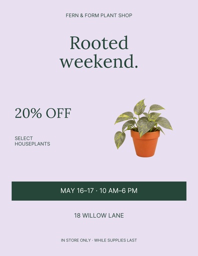 Letter flyer size of Rooted Weekend