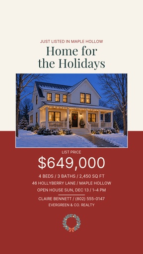 Story opener size of Home for the Holidays Listing