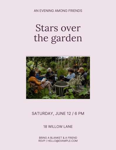 Letter flyer size of Stars Over the Garden