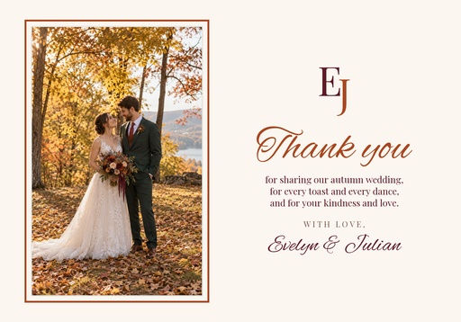 Thank-you card size of Autumn Ember Wedding
