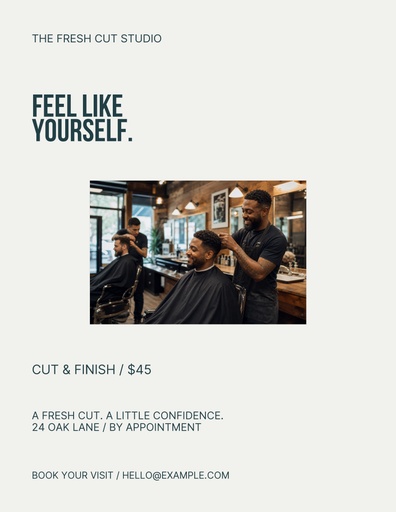 Letter flyer size of The Fresh Cut Studio