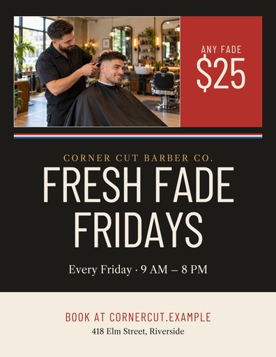 Letter flyer size of Fresh Fade Fridays