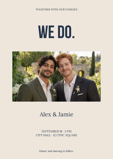 5 × 7 invitation size of City Hall and Forever