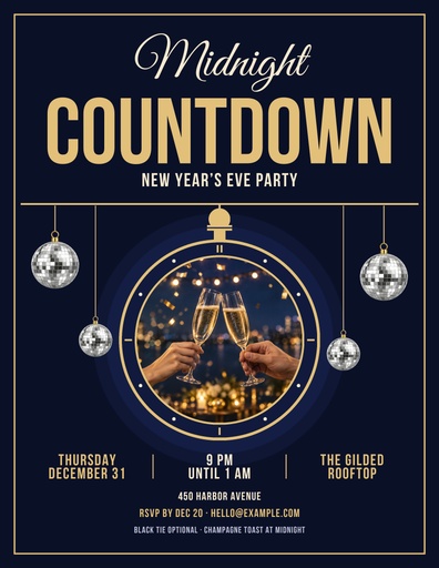 Letter flyer size of Midnight Countdown Party
