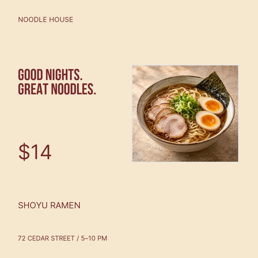 Square post size of Noodle House Nights