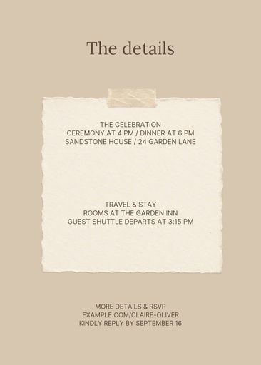 Details card size of Sandstone Save the Date